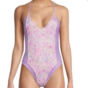 LoveShackFancy Shailee Mix Print One Piece Swimsuit Size S